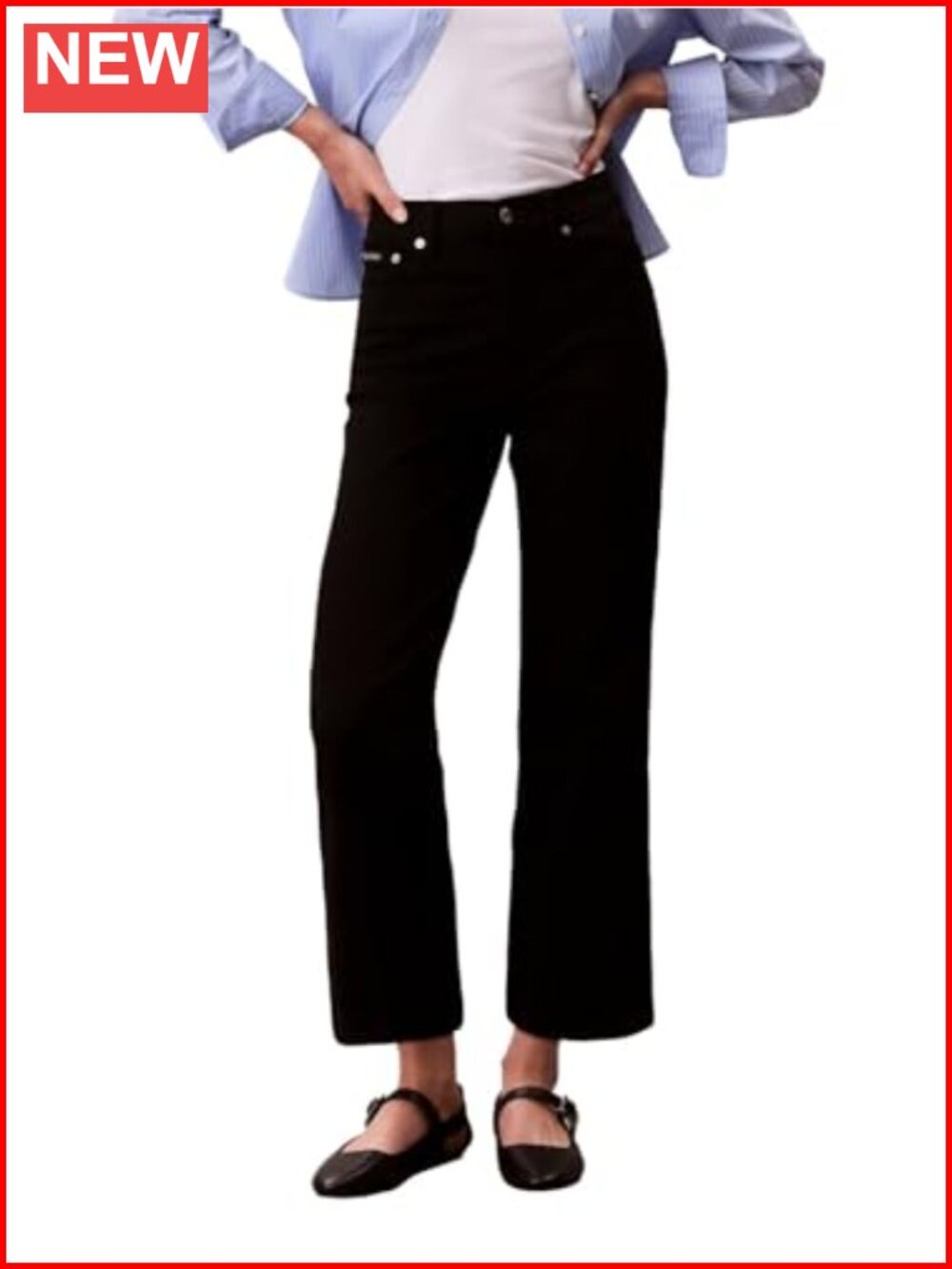 High Rise Ankle Bootcut Jeans 5-Pocket Zip Fly Classic Fit Denim